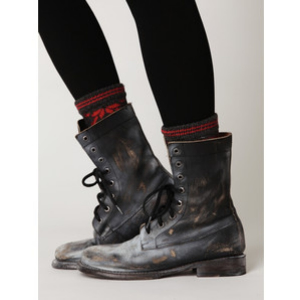 Free People Bed Stu Painted Distressed Combat Boot